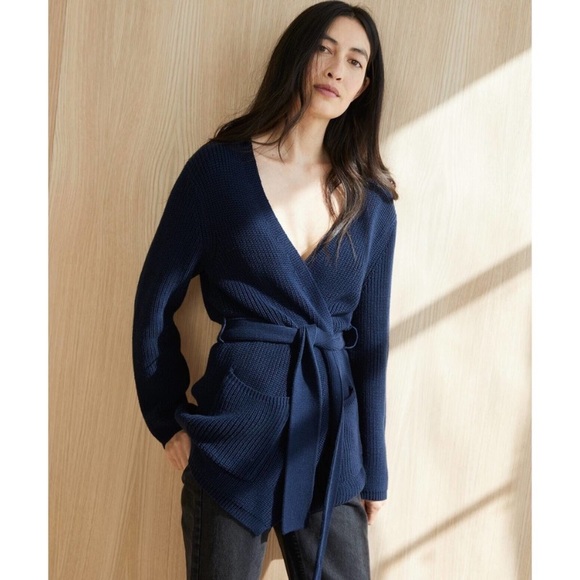 Jenni Kayne Sweaters - Jenni Kayne Cotton Fisherman Wrap Cardigan Navy